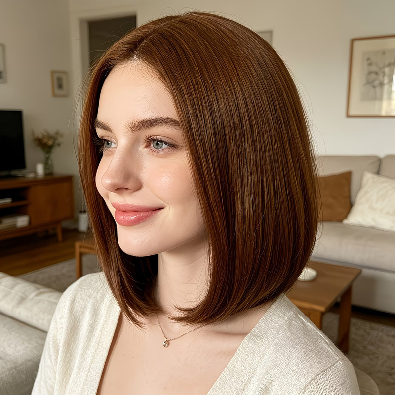 Wig bob pendek dengan poni yan - Wig Fiber Net ulasan dan harga