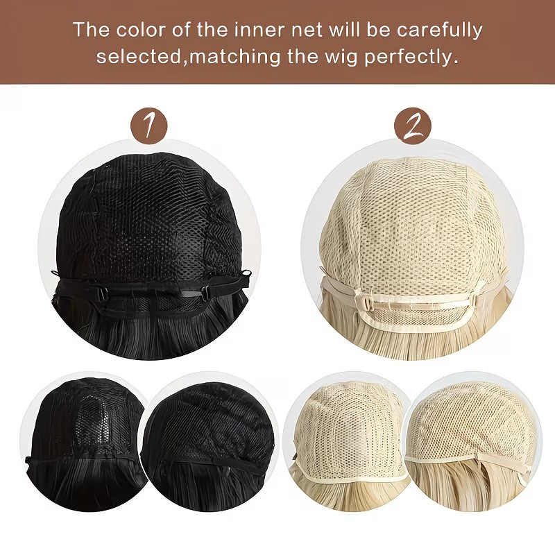Wig bob pendek dengan poni yan - Wig Fiber Net ulasan dan harga